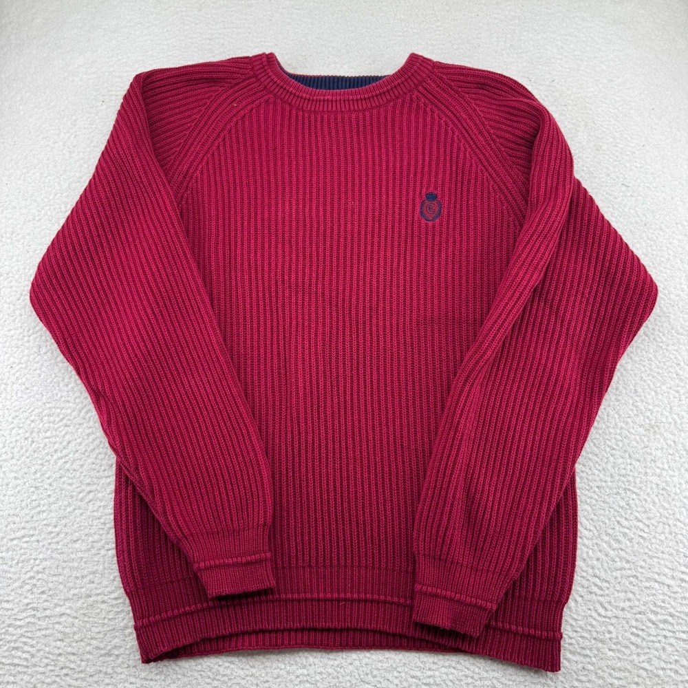 Vintage Chaps Ralph Lauren Knit Sweater Mens Large Red Knit Heavyweight Pullover